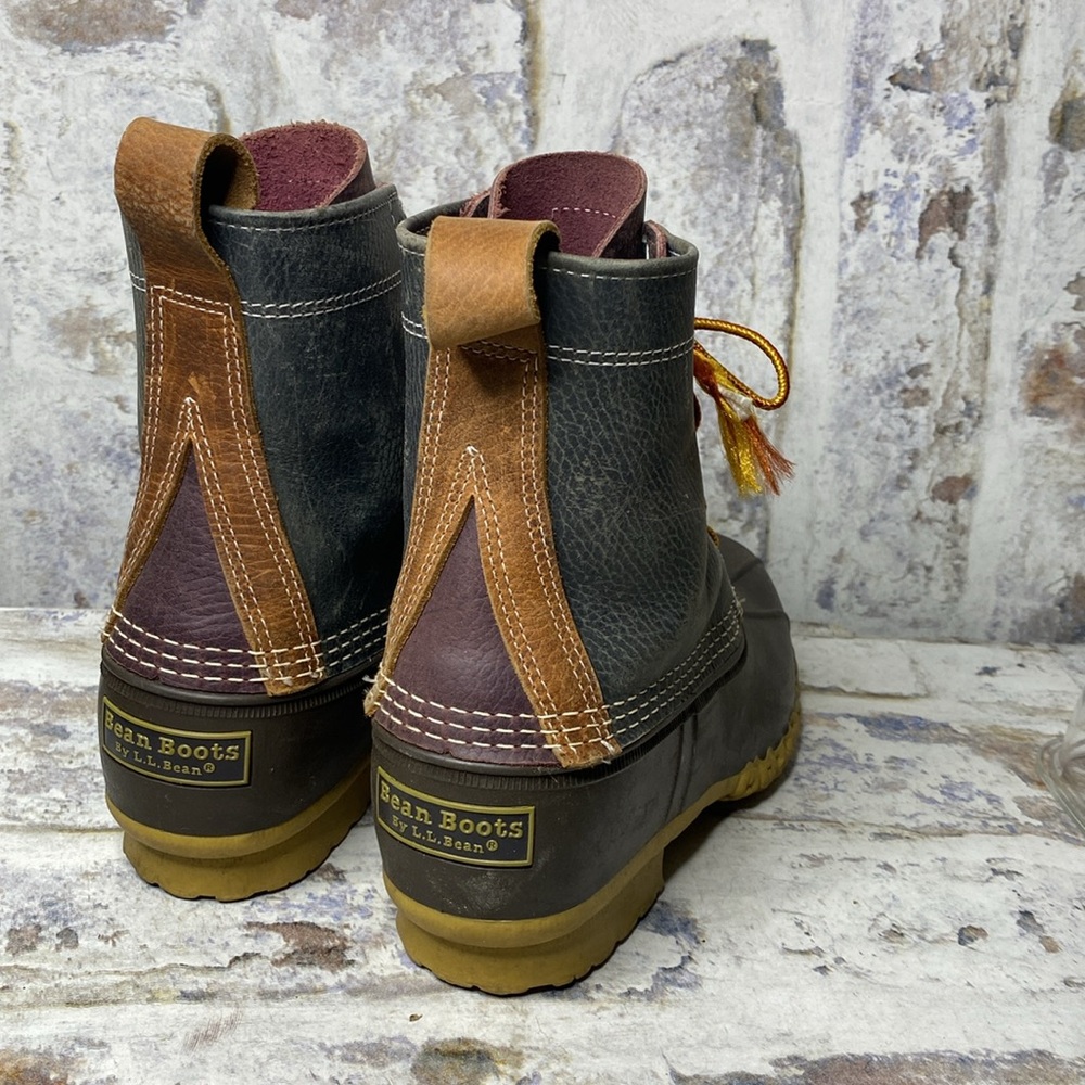 L.L. Bean Two-Tone Brown and Dark Gray Lace-Up Duck Boots - Picture 4 of 7